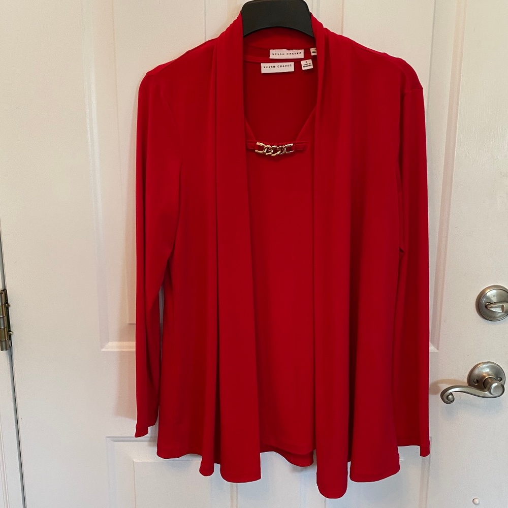 Red Twinset. Vibrant Bright Red. Susan Graver. Brand New without tags. Small.